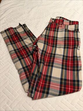 Plaid  Serious Women’s or Men’s Pants in Red and Cream size 32 unhemmed